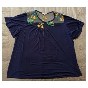 Navy Embroidered Shirt